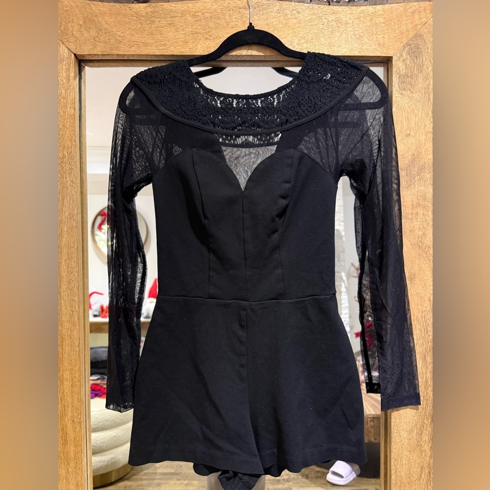 Black Romper with Lace